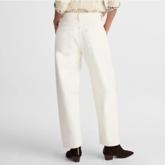 MADEWELL Darted Barrel-Leg Jean White Women Size 25P Smart Casual Everyday Denim - Picture 2 of 16